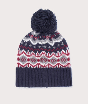 Barbour Lifestyle Case Fairisle Beanie in Blue Granite. At EQVVS Menswear. Back shot.