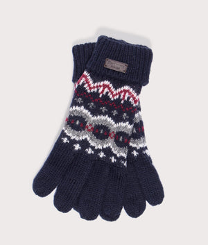 Barbour Case Fair Isle Gloves in Blue Granite. EQVVS Front Shot.