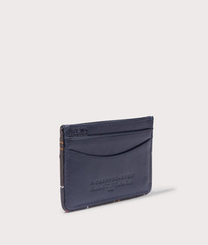 Barbour Chatton Leather Card Holder in Navy, 100% Leather. EQVVS Angle Shot