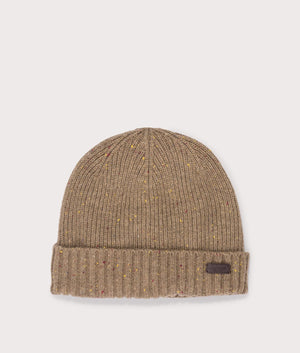 The Carlton Fleck Beanie & Scarf Gift Set in Sandstone by Barbour. EQVVS Hat shot.