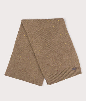 The Carlton Fleck Beanie & Scarf Gift Set in Sandstone by Barbour. EQVVS Scarf shot.