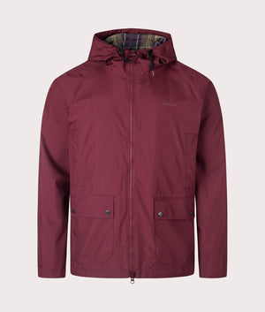 Barbour Lifestyle Barbour Hooded Domus Waterproof Jacket in Bordeaux. At EQVVS Menswear. Front detail shot