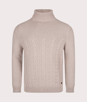 Barbour Lifestyle Daleside Roll Neck Knitted Jumper in Chalk Marl, 100% Wool. At EQVVS Menswear. Front detail shot