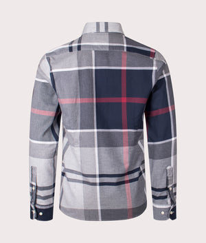 Barbour Dunoon Tailored Tartan Shirt in Blue Granite with Red and Navy Tartan, 100% Cotton. EQVVS Back Shot