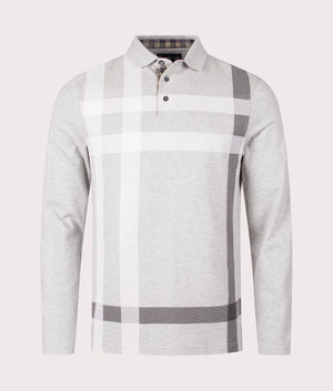 Barbour Blaine Tailored Long Sleeve Polo Shirt in Grey Marl for men at EQVVS Front Shot