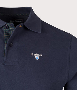 Tartan Pique Polo Shirt in Sapphire Navy by Barbour Lifestyle. EQVVS Shot.