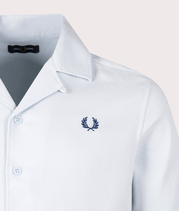 Pique Texture Revere Collar Shirt Light Ice Blue | Fred Perry | EQVVS