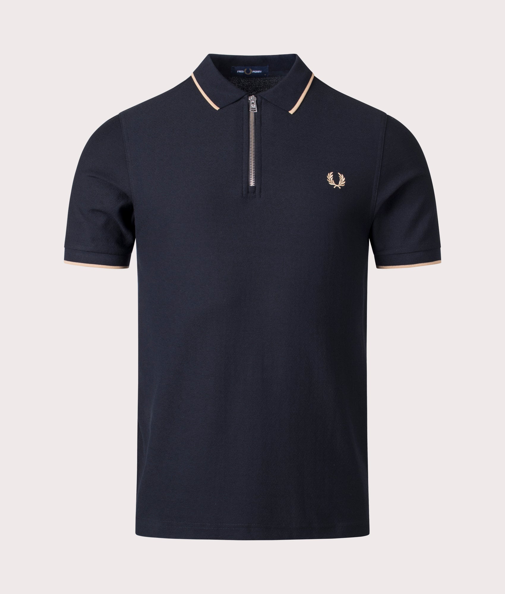 Crepe Pique Zip Neck Polo Shirt Black | Fred Perry | EQVVS