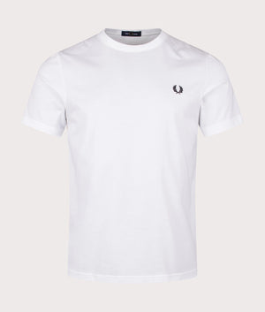 Rear Powder Laurel Graphic T-Shirt in White by Fred Perry. EQVVS Shot.