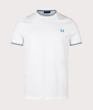 Twin Tipped T-Shirt in Snow White by Fred Perry. EQVVS Front Angle Shot.