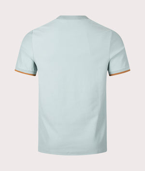 Tipped Cuff Pique Shirt in Silver Blue by Fred Perry. EQVVS Back Angle Shot.