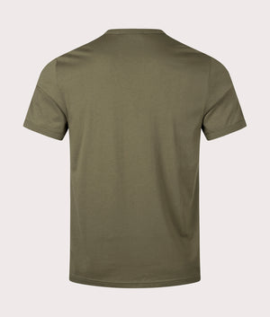Ringer T-Shirt in Uniform Green by Fred Perry. EQVVS Back Angle Shot