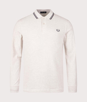 Long Sleeve Twin Tipped Polo Shirt in Porridge Marl by Fred Perry. EQVVS Shot. 