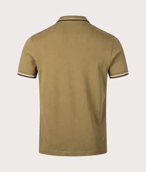 Fred Perry Twin Tipped Polo Shirt in Shaded Stone, 100% Cotton at EQVVS Menswear. Back Shot. 