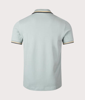 Fred Perry Twin Tipped Fred Perry Polo Shirt in Silver Blue, 100% cotton at EQVVS Menswear. Back Shot. 