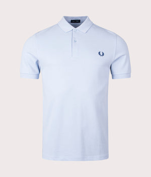 The Fred Perry Polo Shirt in Light Smoke Shaded Cobalt by Fred Perry. EQVVS Shot. 