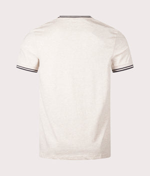 Fred Perry Twin Tipped T-Shirt in Porridge Marl/ Anchor Grey, 100% Cotton at EQVVS. Back Shot. 