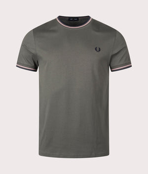 Twin Tipped T-Shirt in Field Green by Fred Perry. EQVVS Shot. 