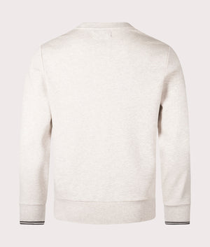 Fred Perry Crew Neck Sweatshirt in Porridge Marl, 100% cotton. At EQVVS Menswear. Back shot. 