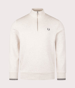 Quarter Zip Sweatshirt in Porridge Marl by Fred Perry. EQVVS Shot. 