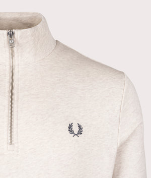 Quarter Zip Sweatshirt in Porridge Marl by Fred Perry. EQVVS Shot.