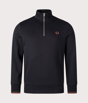 Quarter Zip Sweatshirt in Black by Fred Perry. EQVVS Shot. 