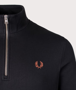 Quarter Zip Sweatshirt in Black by Fred Perry. EQVVS Shot.