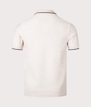 Fred Perry Crepe Pique Zip Neck Polo Shirt in Porridge Marl at EQVVS Menswear Back Shot