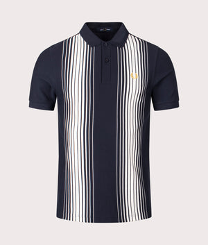 Ombre Stripe Polo Shirt in Navy by Fred Perry. EQVVS Shot. 