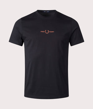 Embroidered T-Shirt in Black by Fred Perry. EQVVS Shot. 