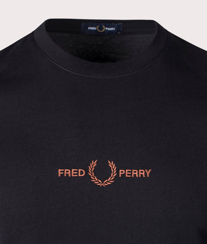 Embroidered T-Shirt in Black by Fred Perry. EQVVS Shot.