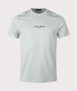 Embroidered T-Shirt in Silver Blue by Fred Perry. EQVVS Shot. 