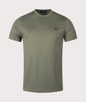 Contrast Tape Ringer T-Shirt in Laurel Wreath Green by Fred Perry. EQVVS Shot.