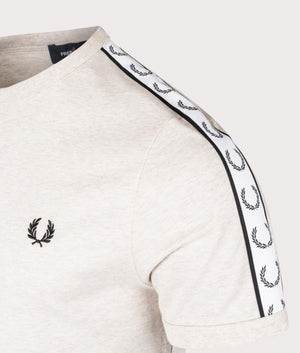 Taped Ringer T-Shirt in Porridge Marl by Fred Perry. EQVVS Shot.