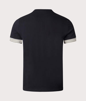 Fred Perry Striped Cuff T-Shirt in Black at EQVVS Menswear Back Shot