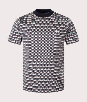 Jacquard T-Shirt in Navy by Fred Perry. EQVVS Shot. 