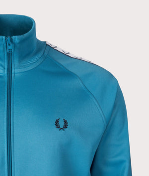 Zip Through Taped Track Top in Runaway Ocean by Fred Perry. EQVVS Shot.