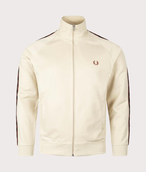 Contrast Tape Track Top in Oatmeal by Fred Perry. EQVVS Shot.