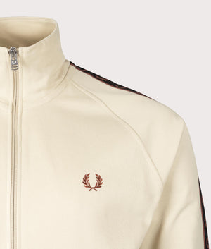 Contrast Tape Track Top in Oatmeal by Fred Perry. EQVVS Shot.