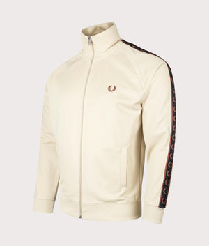 Contrast Tape Track Top in Oatmeal by Fred Perry. EQVVS Shot. 