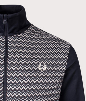 Fred Perry Knitted Panel Track Top in Navy blue for men at EQVVS logo shot