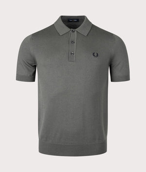 Classic Knitted Polo Shirt in Field Green by Fred Perry. EQVVS Shot.