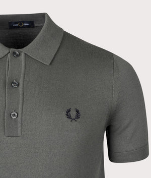 Classic Knitted Polo Shirt in Field Green by Fred Perry. EQVVS Shot.