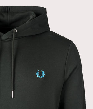 Fred Perry Twin Tipped Hoodie Green. Shot at EQVVS. Detail image. 