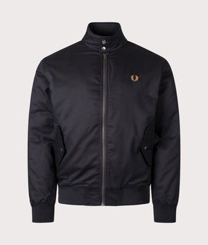 Fred Perry Padded Harrington in Black. Shot at EQVVS. Front shot. 