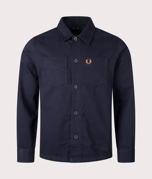 Twill Overshirt in Navy by Fred Perry. EQVVS Shot.