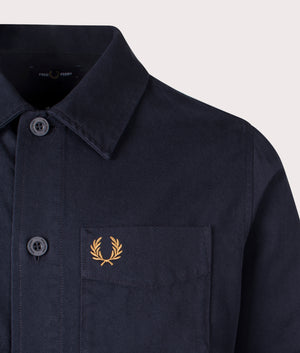 Twill Overshirt in Navy by Fred Perry. EQVVS Shot.