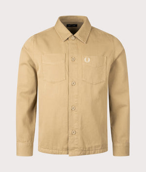 Twill Overshirt in Warm Stone by Fred Perry. EQVVS Shot. 