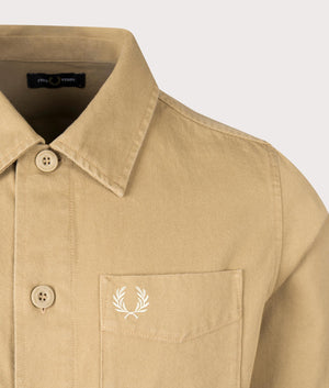 Twill Overshirt in Warm Stone by Fred Perry. EQVVS Shot.