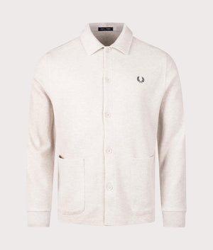 Polo Style Overshirt Porridge Marl Fred Perry. Shot at EQVVS. Front image. 